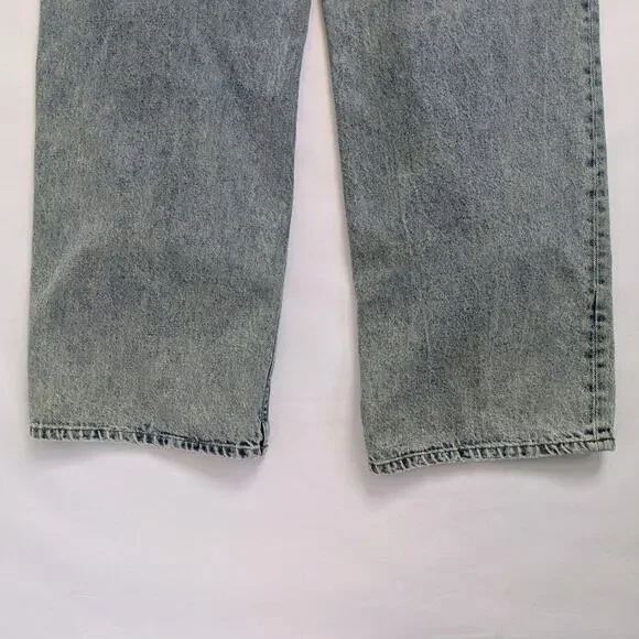 Motel Denim Jeans Womens W 28 L 34 Blue Wide Leg 100% Cotton Low Rise Rigid - Picture 5 of 11